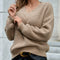 V-Neck Dropped Shoulder Long Sleeve Sweater