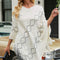 Pearl Trim V-Neck Fringe Hem Poncho