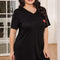 Plus Size Lace Trim V-Neck Short Sleeve Night Dress