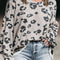 Plus Size Leopard V-Neck Dropped Shoulder T-Shirt