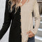 Decorative Button Contrast Round Neck Long Sleeve T-Shirt