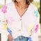 Plus Size Flower Button Up Long Sleeve Cardigan