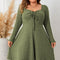Honey Plus Size Sweetheart Neck Long Sleeve Ribbed Dress