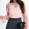 Flower Dotted Ruffled Sleeve Mesh Top