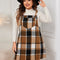 Honey Plus Size Plaid Wide Strap Overall Dress